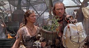 Jeanne Tripplehorn and Kevin Costner with Lime Tree from the movie Waterworld